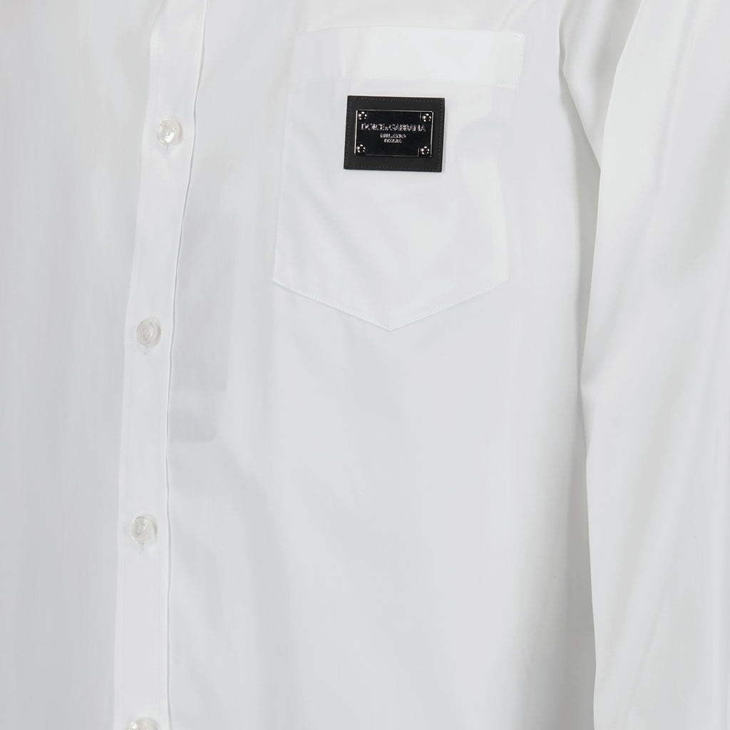 Camisas Chemise à logo plaque Dolce & Gabbana Branco Homme