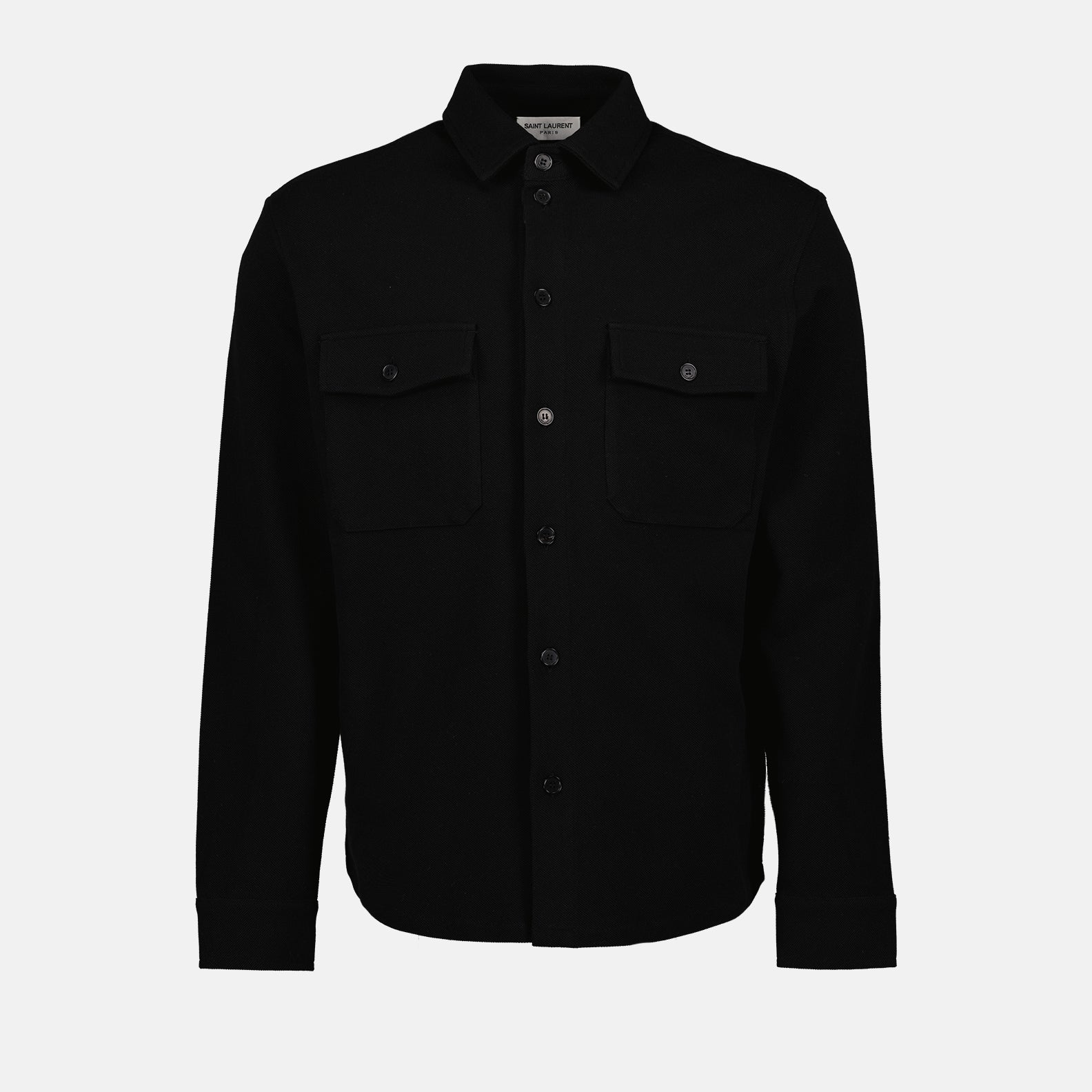 Camisas Camisa de Piqué de Algodão Saint Laurent Preto Homme
