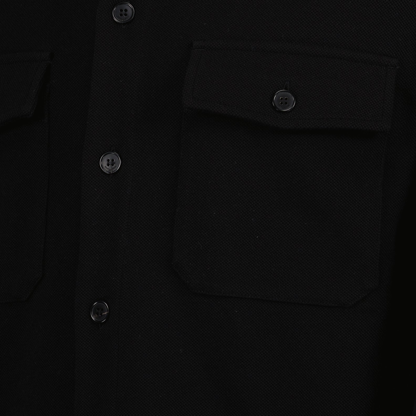 Camisas Camisa de Piqué de Algodão Saint Laurent Preto Homme