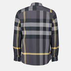 Camisas Chemise en popeline Check Burberry Cinza Homme