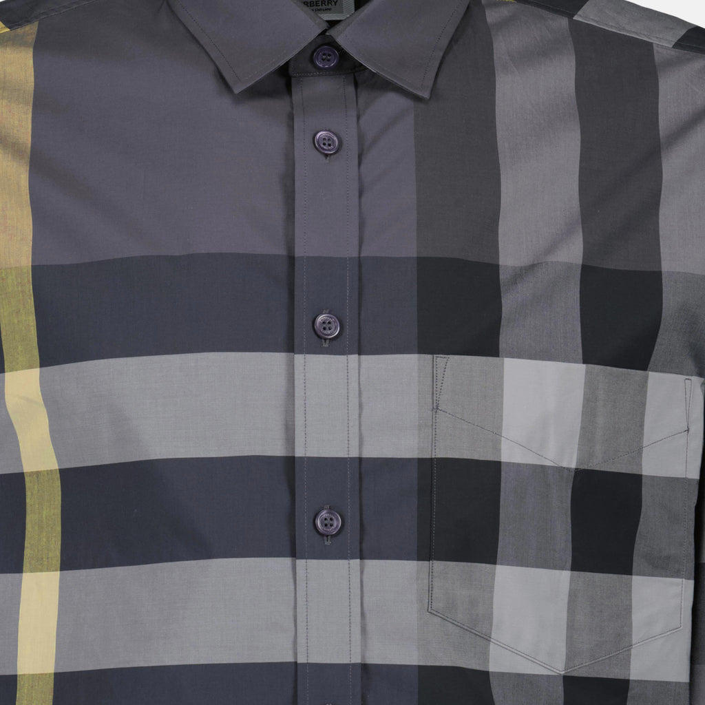 Camisas Chemise en popeline Check Burberry Cinza Homme