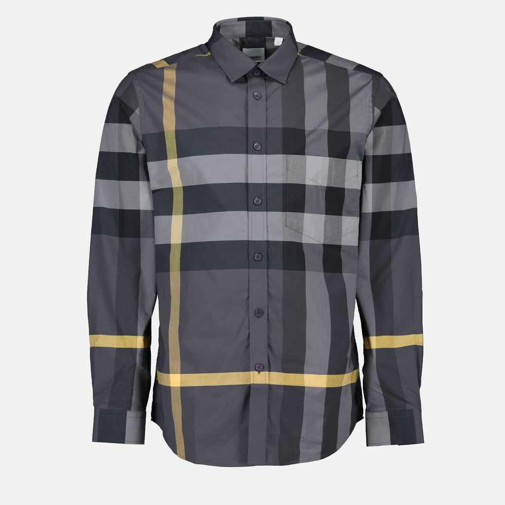 Camisas Chemise en popeline Check Burberry Cinza Homme