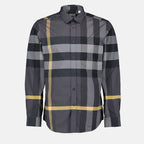 Camisas Chemise en popeline Check Burberry Cinza Homme