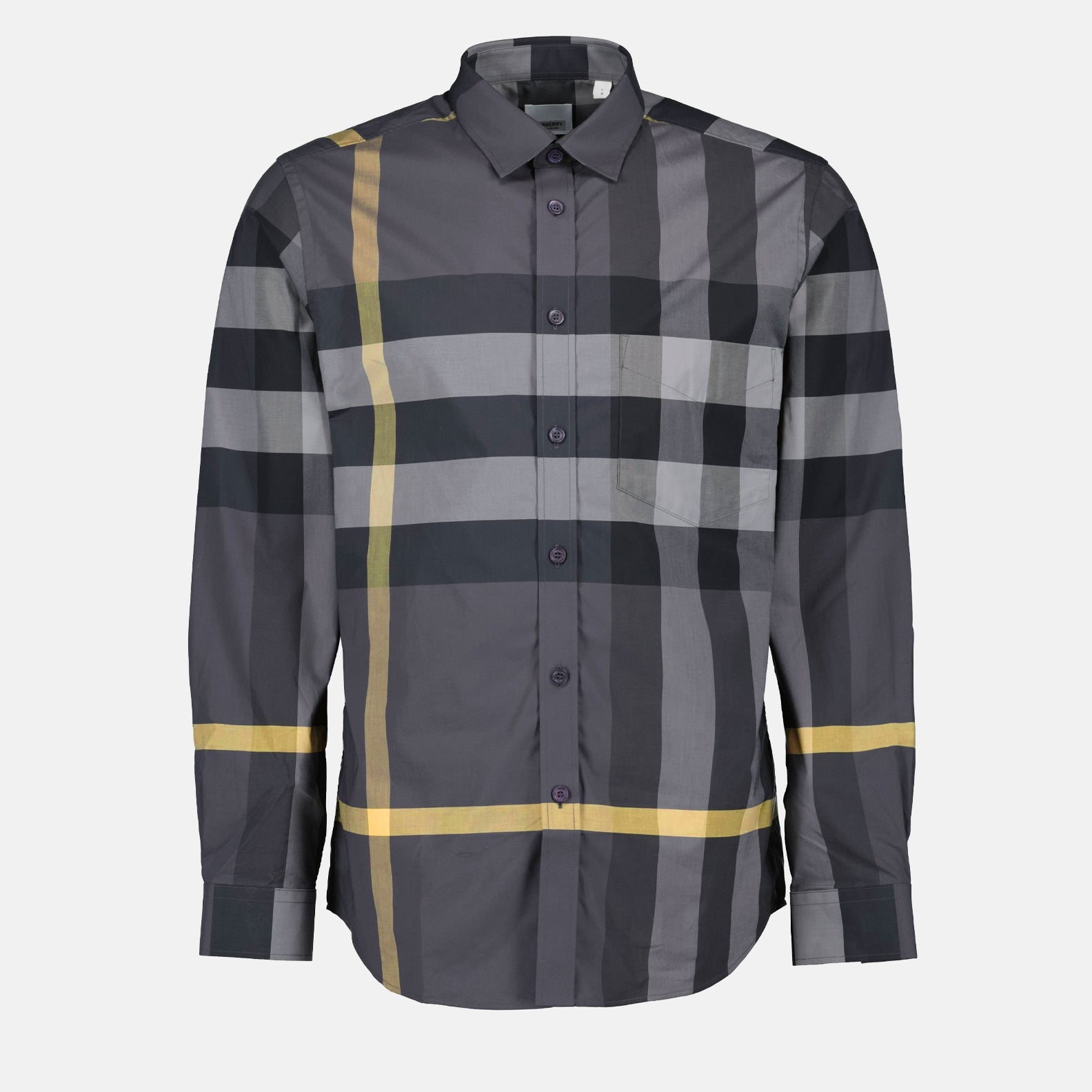 Camisas Chemise en popeline Check Burberry Cinza Homme