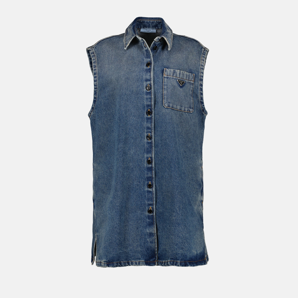 Camisas Chemise en denim Bleu Prada Azul Femme