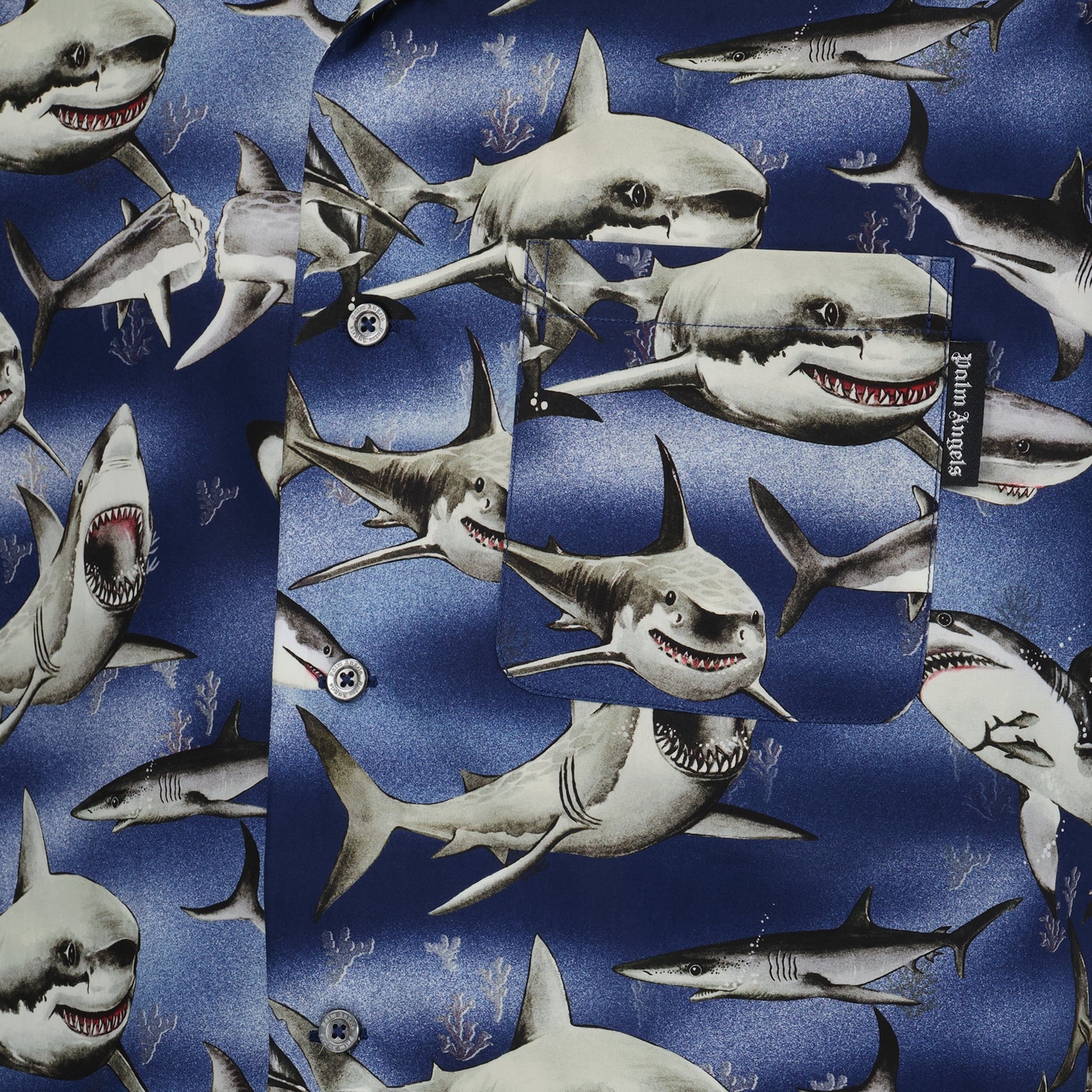 Hemden Chemise Requins Palm Angels Blau Homme