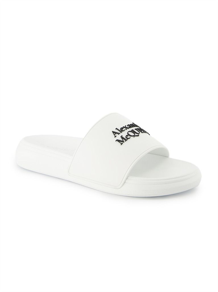 Offene schuhe Claquettes à logo Alexander McQueen Weiß Homme