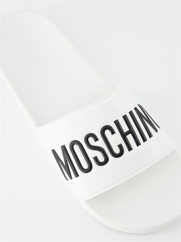 Offene schuhe Claquette à logo Moschino Weiß Homme