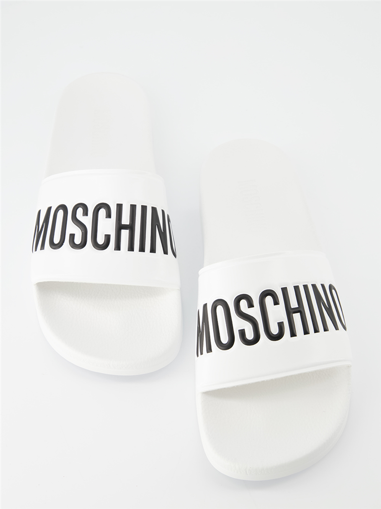 Offene schuhe Claquette à logo Moschino Weiß Homme