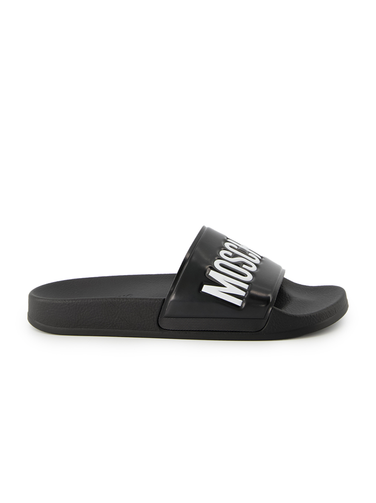 Offene schuhe Claquette à logo Moschino Schwarz Homme