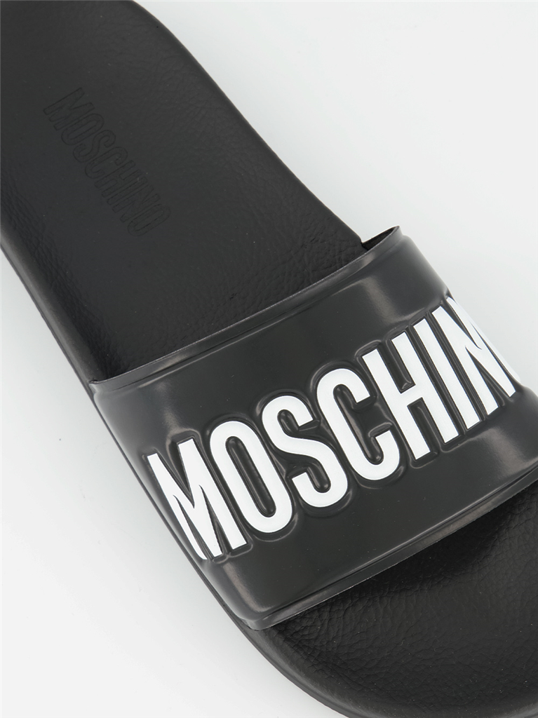 Offene schuhe Claquette à logo Moschino Schwarz Homme