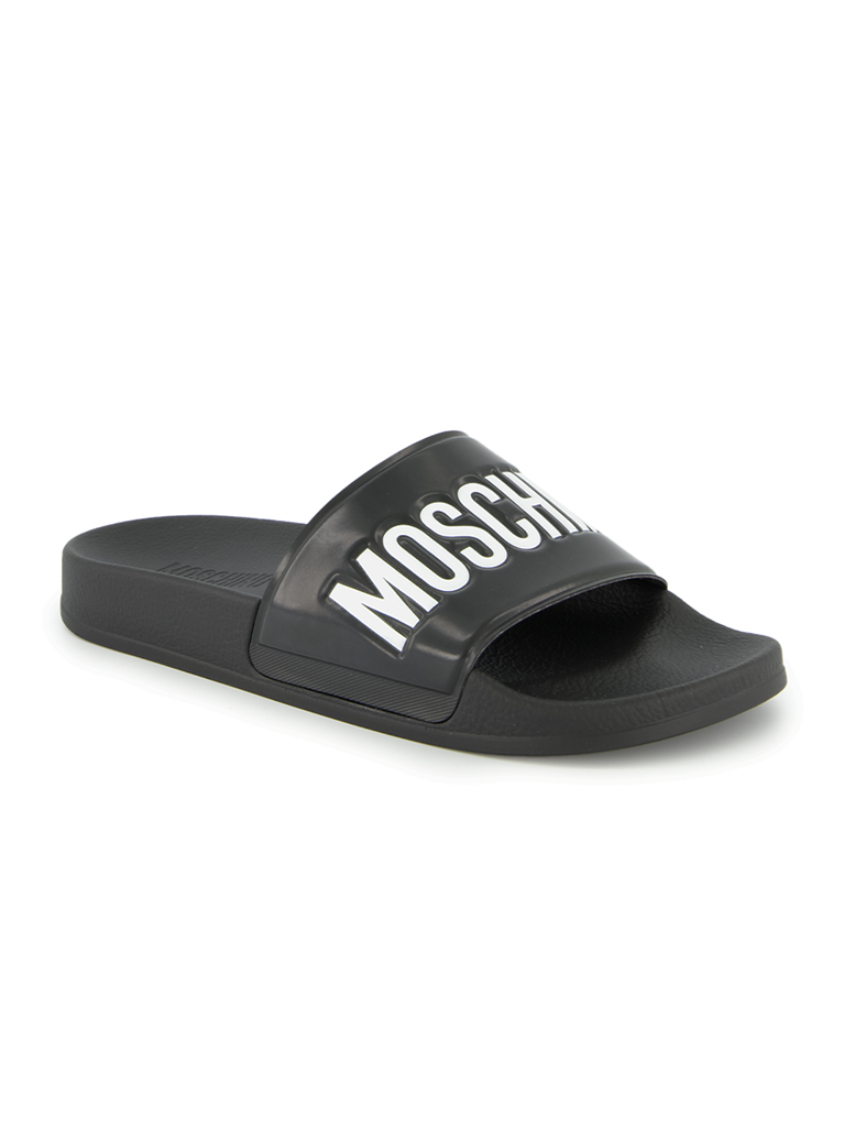 Offene schuhe Claquette à logo Moschino Schwarz Homme