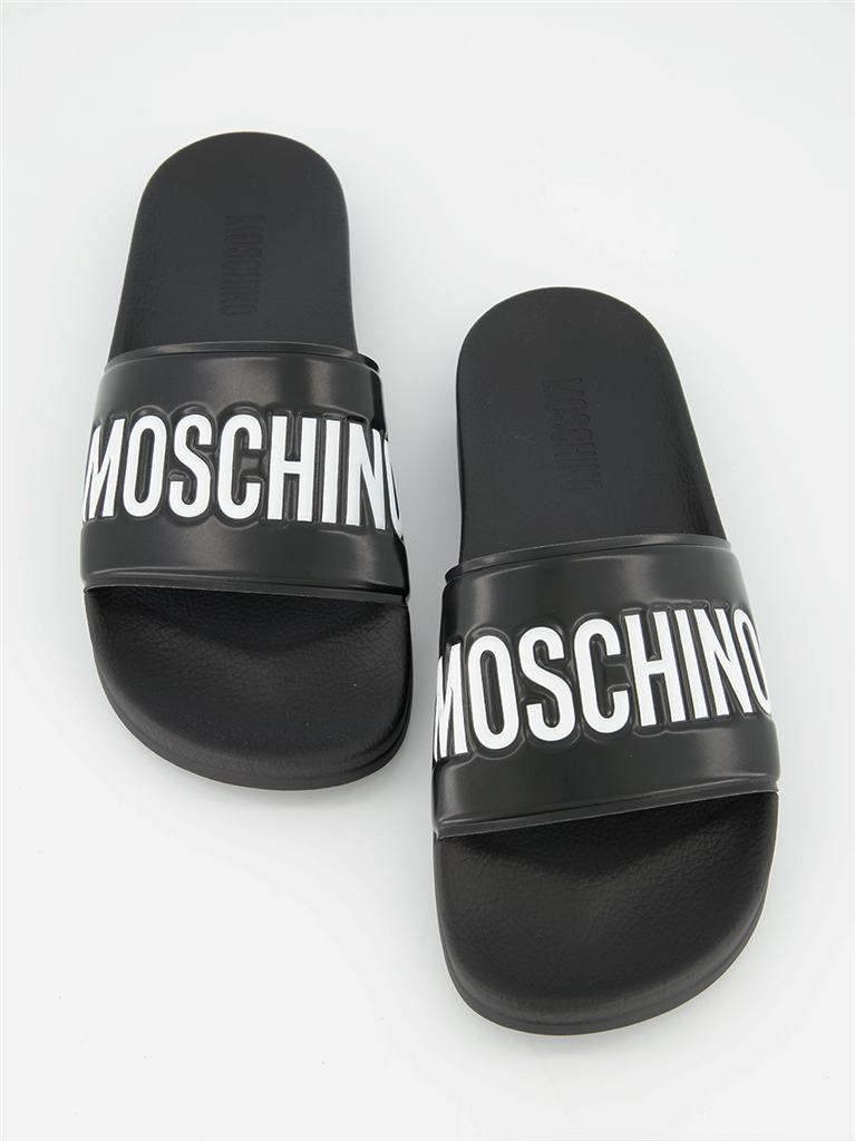 Offene schuhe Claquette à logo Moschino Schwarz Homme