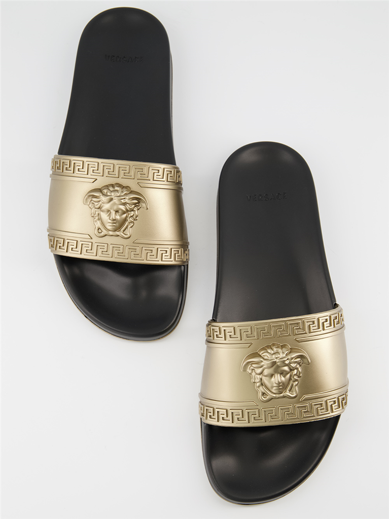 Elegante schuhe Claquette Medusa Versace Gold Homme
