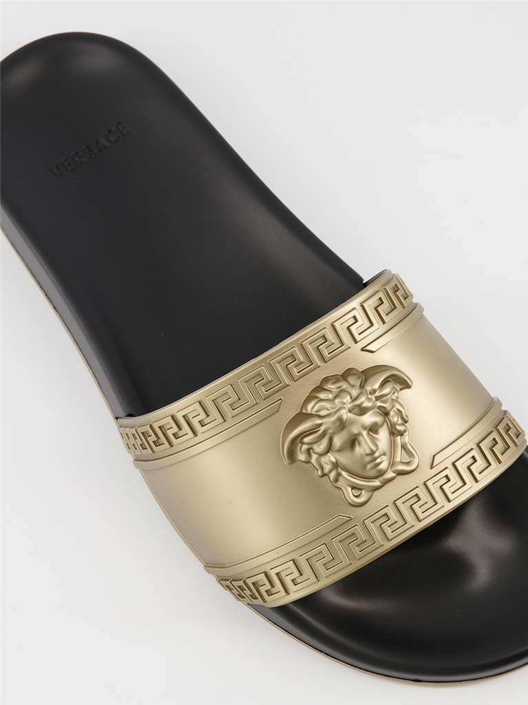 Elegante schuhe Claquette Medusa Versace Gold Homme