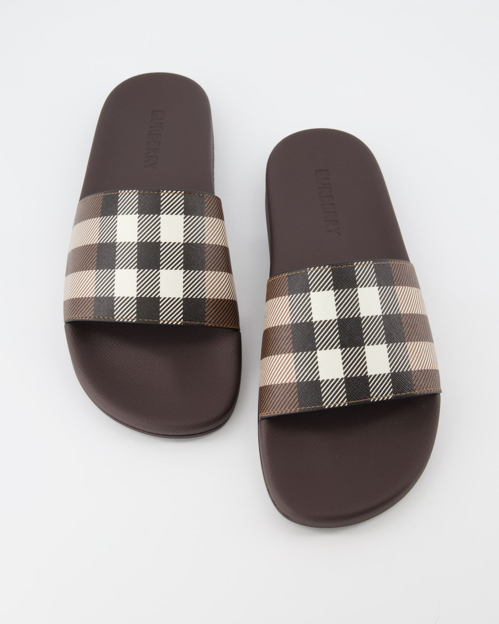 Offene schuhe Claquettes à carreaux Burberry Braun Homme