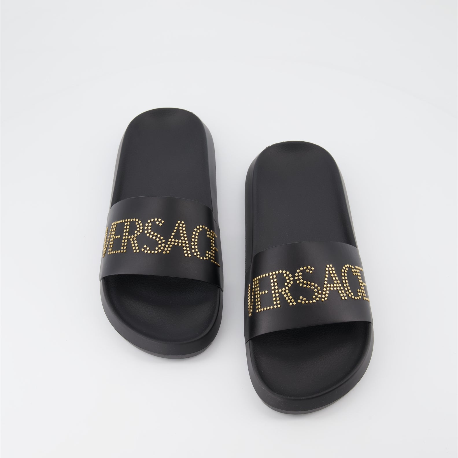 Offene schuhe Claquettes à logo Versace Schwarz Homme