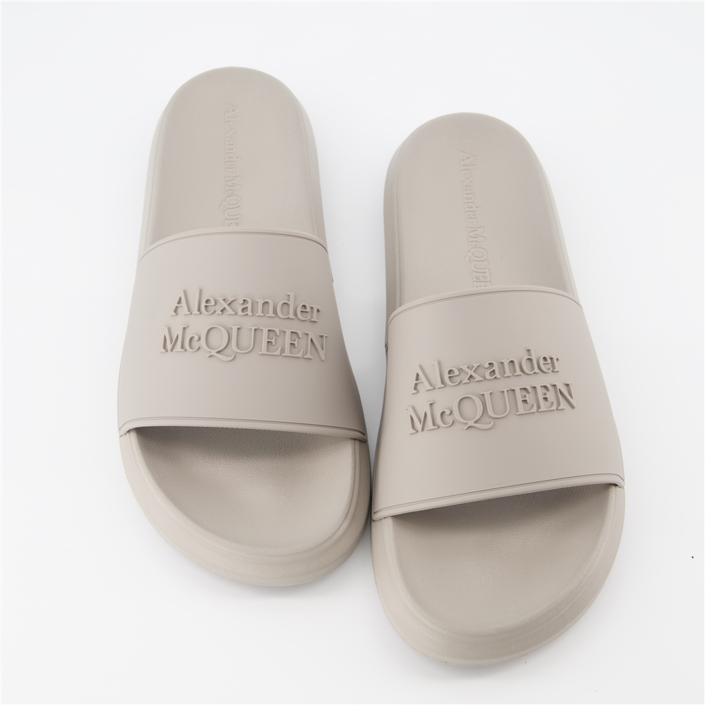 Offene schuhe Claquettes à logo Alexander McQueen Grau Homme