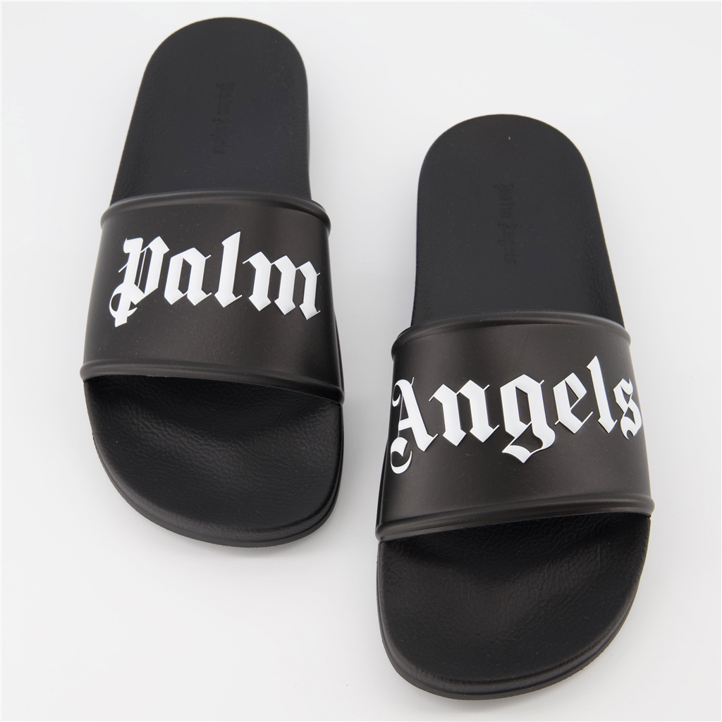 Offene schuhe Claquettes à logo Palm Angels Schwarz Homme