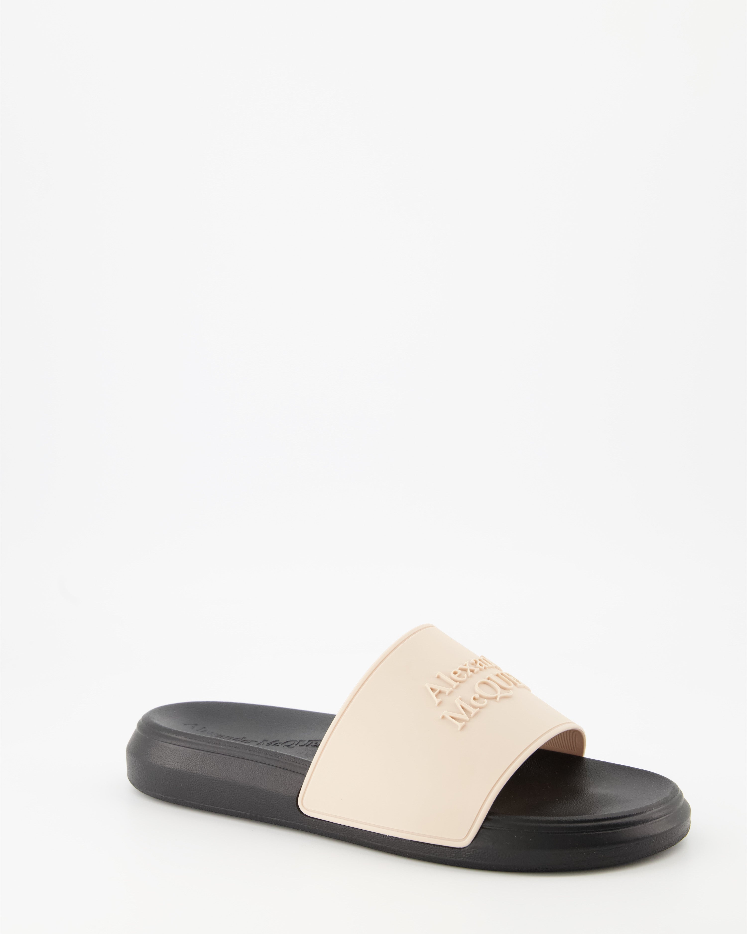 Offene schuhe Claquettes à logo Alexander McQueen Beige Homme