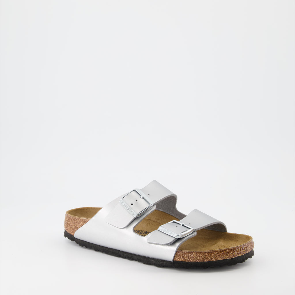 Zapatos abiertos Sandalias Arizona Birkenstock Plata Femme