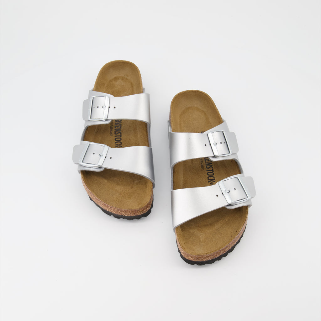 Zapatos abiertos Sandalias Arizona Birkenstock Plata Femme