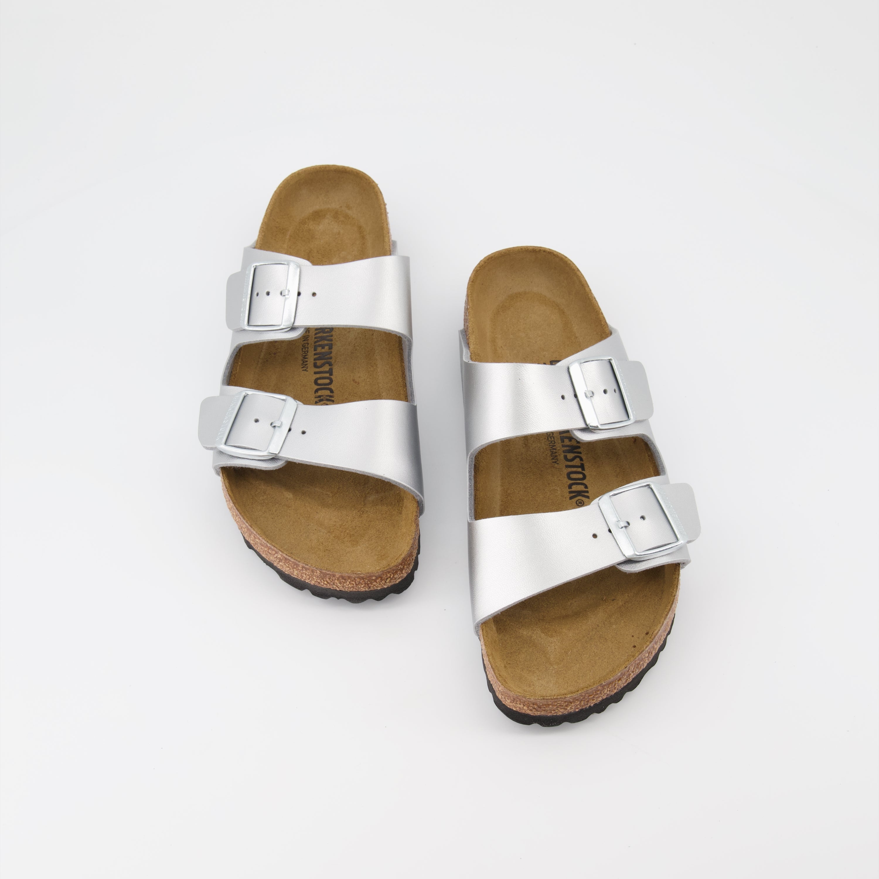 Offene schuhe Arizona Slipper Birkenstock Silber Femme