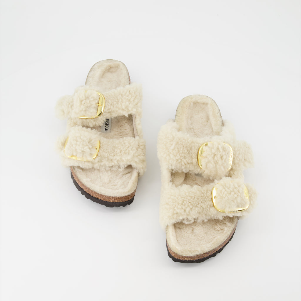 Zapatos abiertos Sandalias Arizona Big Buckle Birkenstock Beige Femme