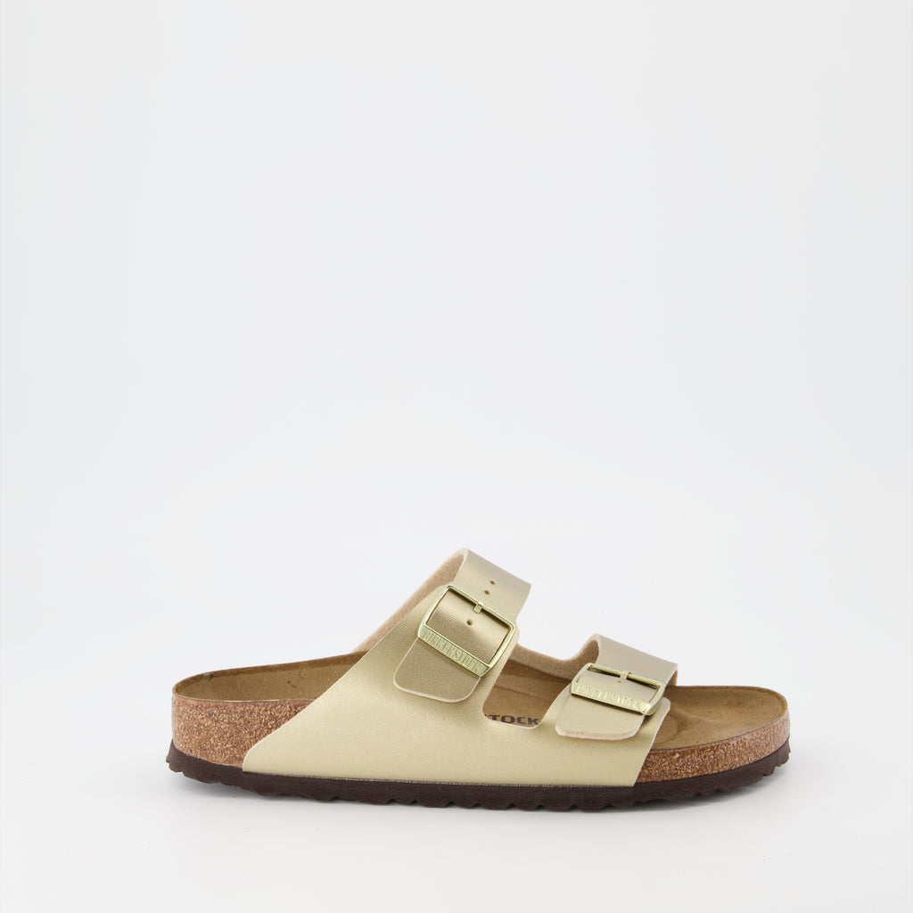 Chaussures ouvertes Claquettes Arizona Birkenstock Doré Femme
