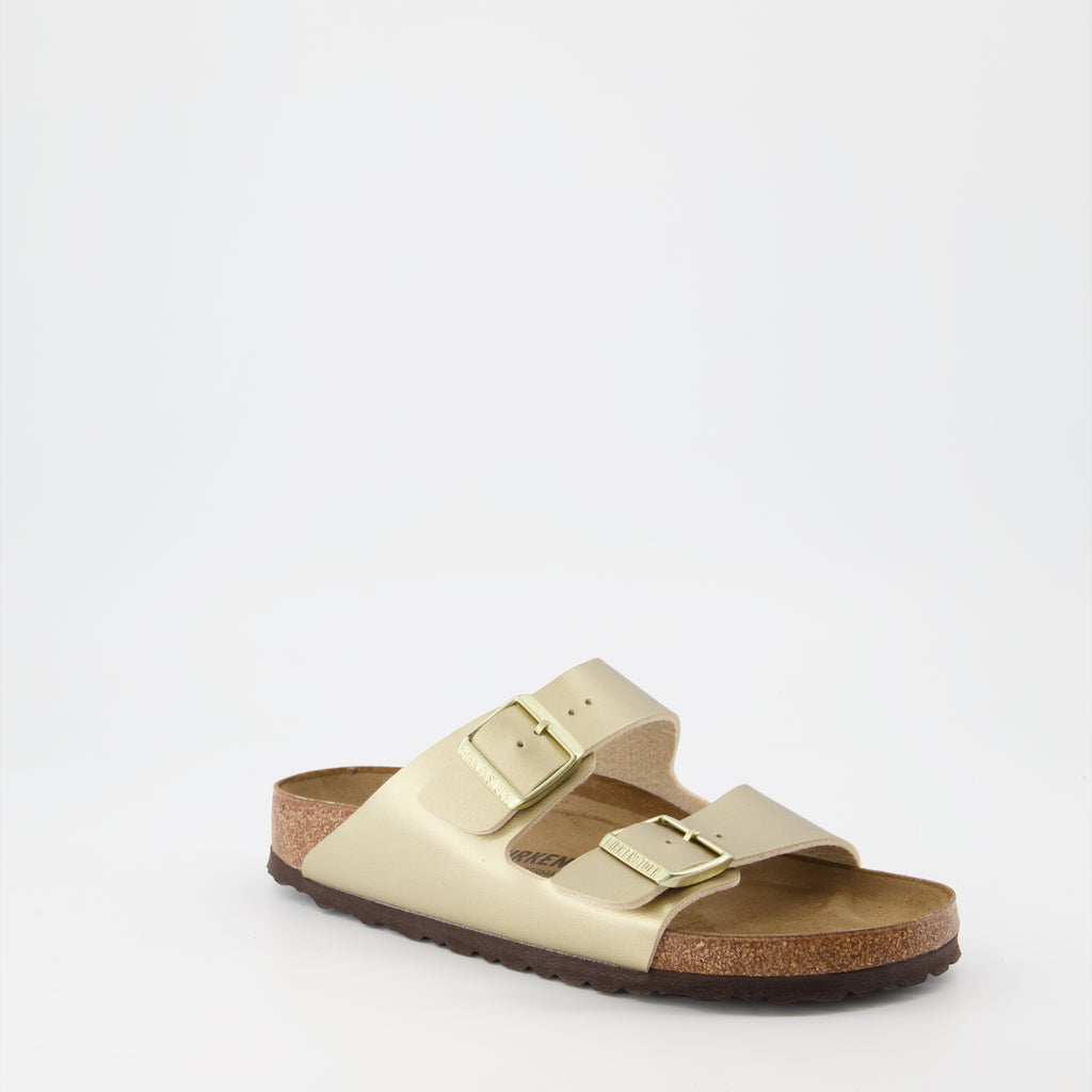 Chaussures ouvertes Claquettes Arizona Birkenstock Doré Femme