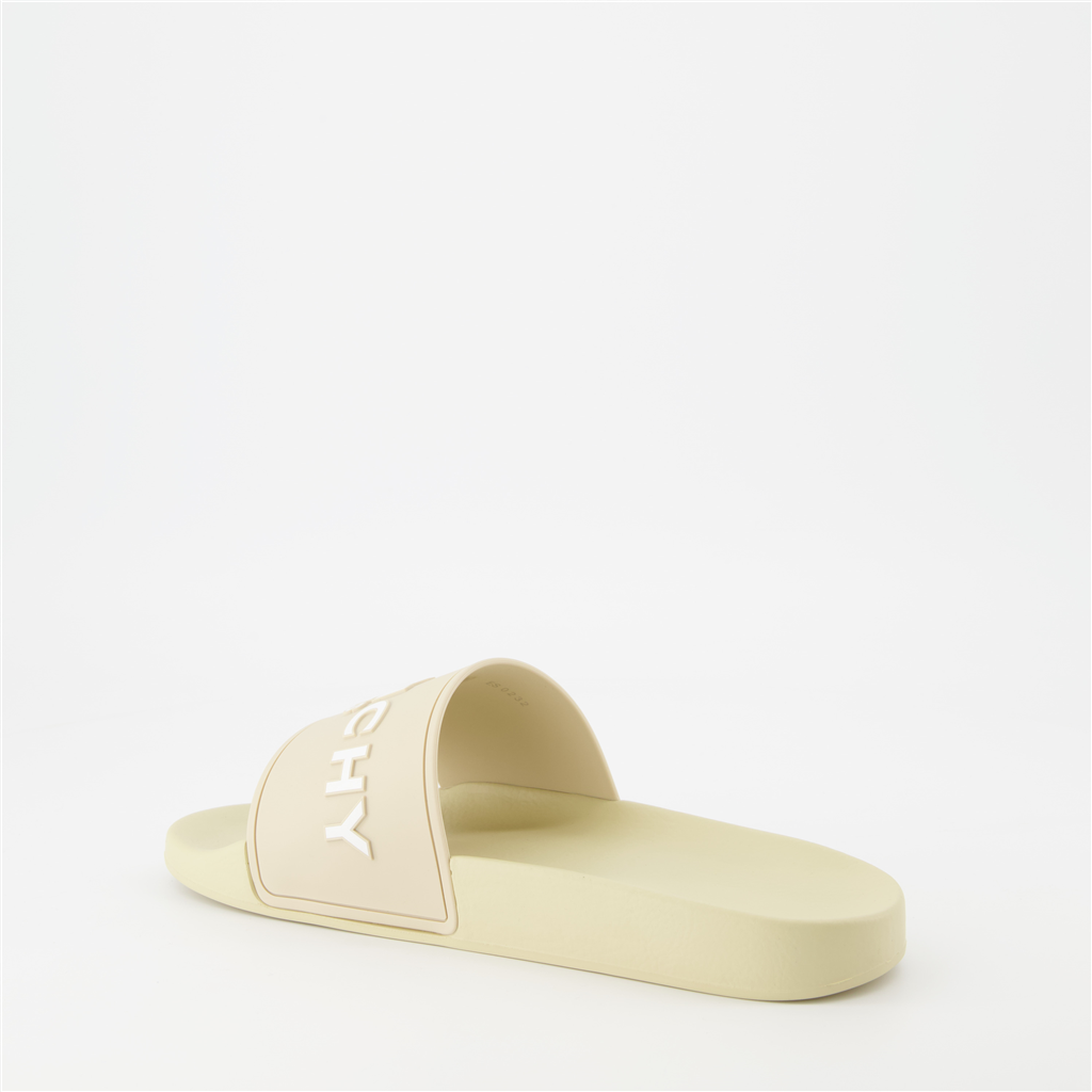 Offene schuhe Claquettes à logo Givenchy Beige Homme