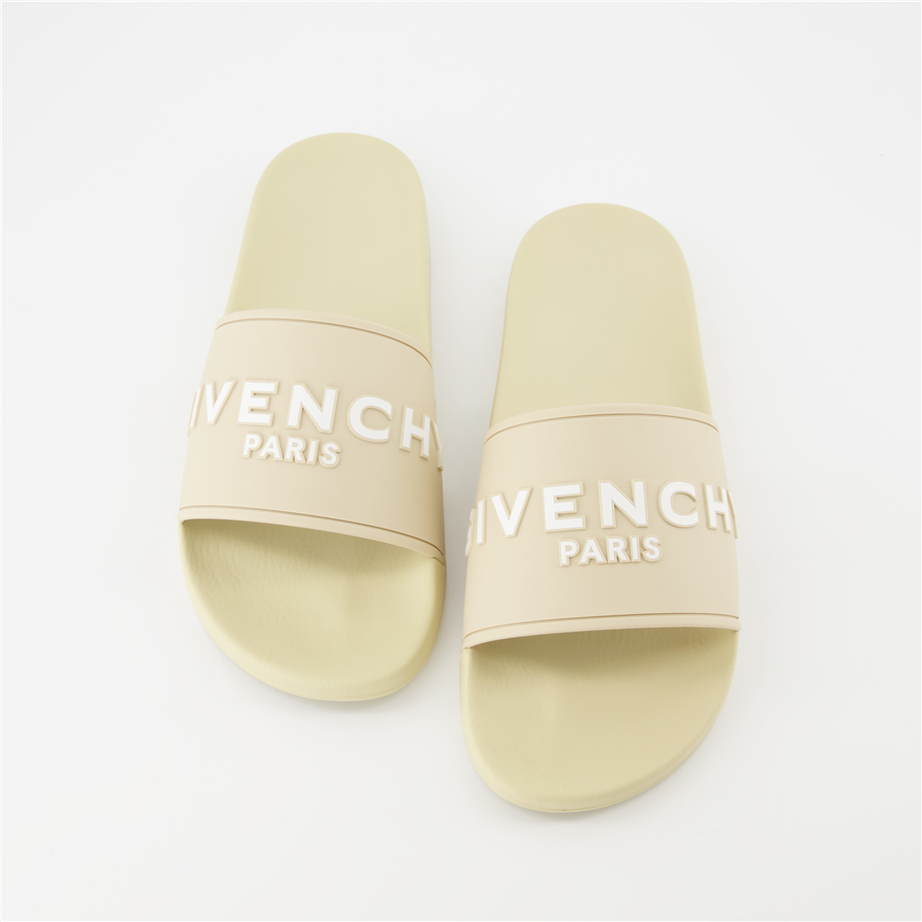 Offene schuhe Claquettes à logo Givenchy Beige Homme