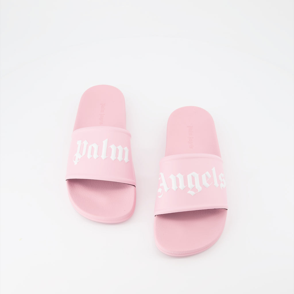 Offene schuhe Claquettes à logo Palm Angels Rosa Femme