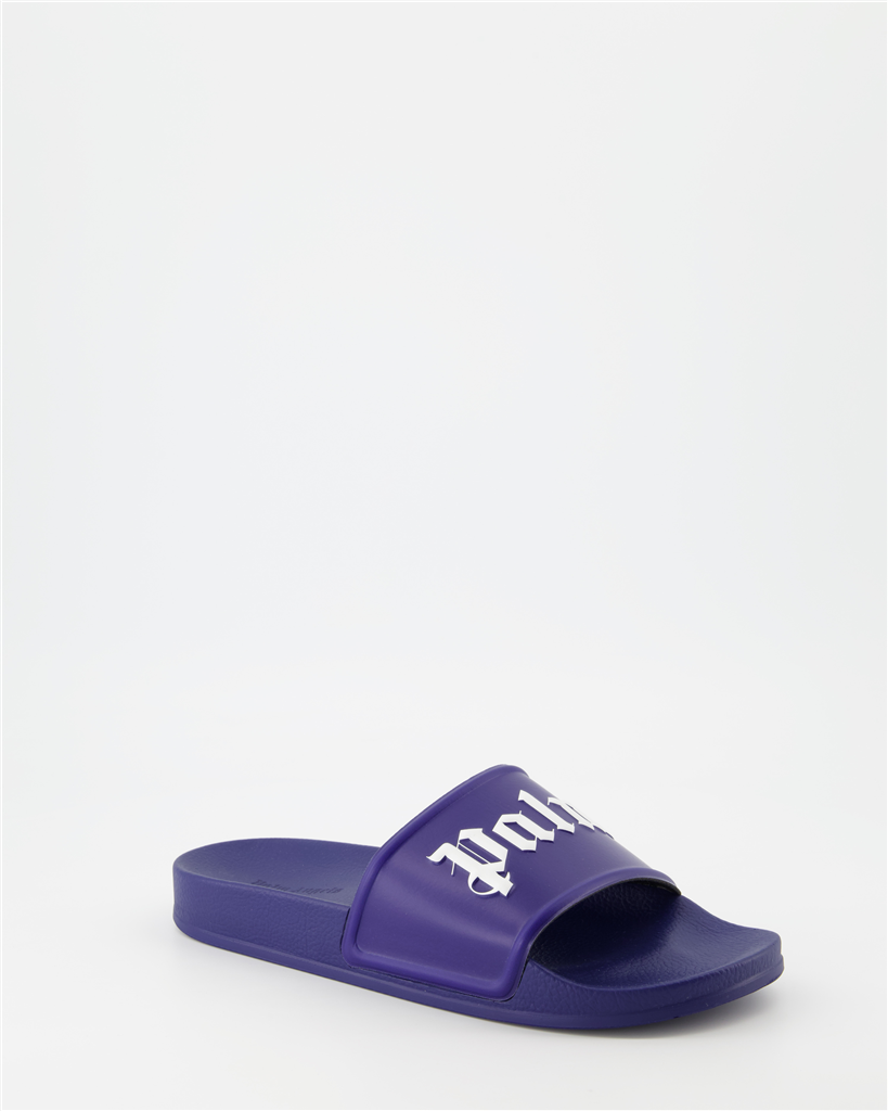 Offene schuhe Claquettes à logo Palm Angels Blau Homme