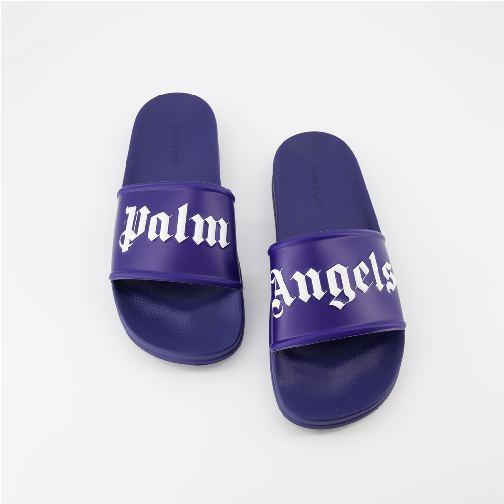 Offene schuhe Claquettes à logo Palm Angels Blau Homme