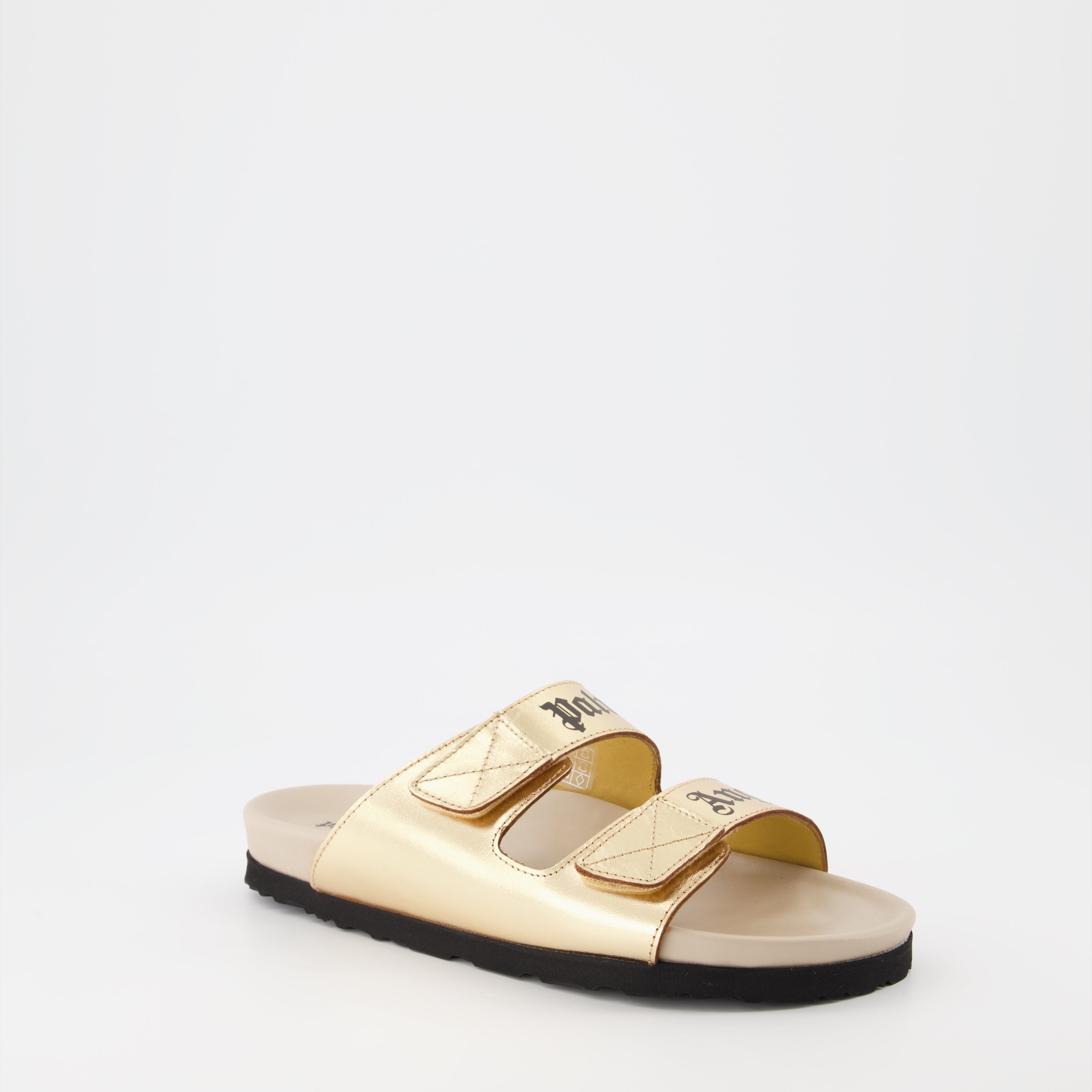 Offene schuhe Logo Sandalen Palm Angels Gold Femme