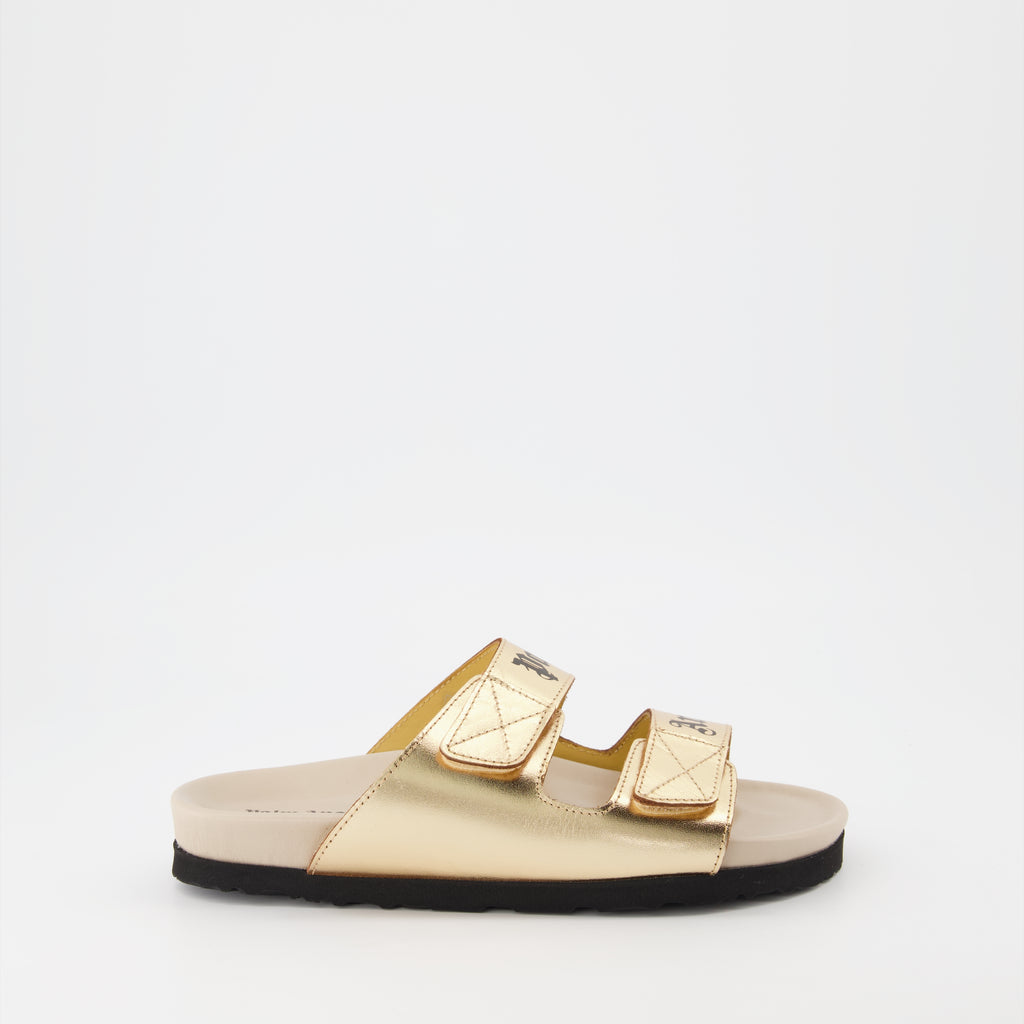 Offene schuhe Logo Sandalen Palm Angels Gold Femme