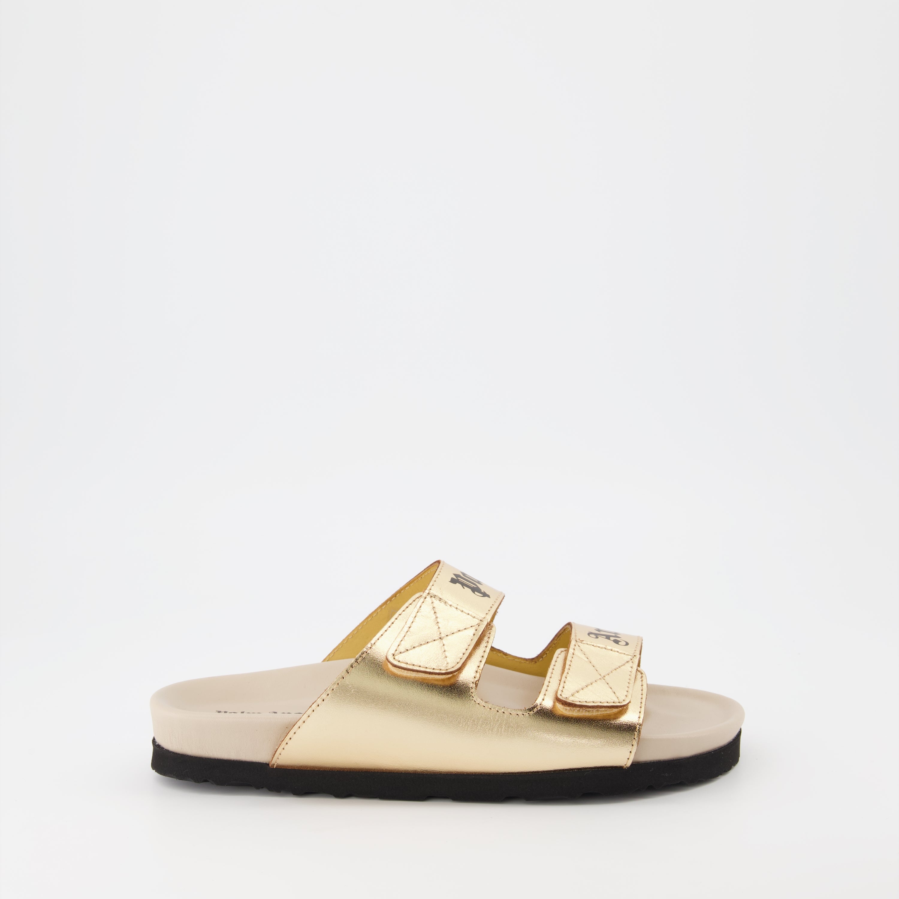 Offene schuhe Logo Sandalen Palm Angels Gold Femme