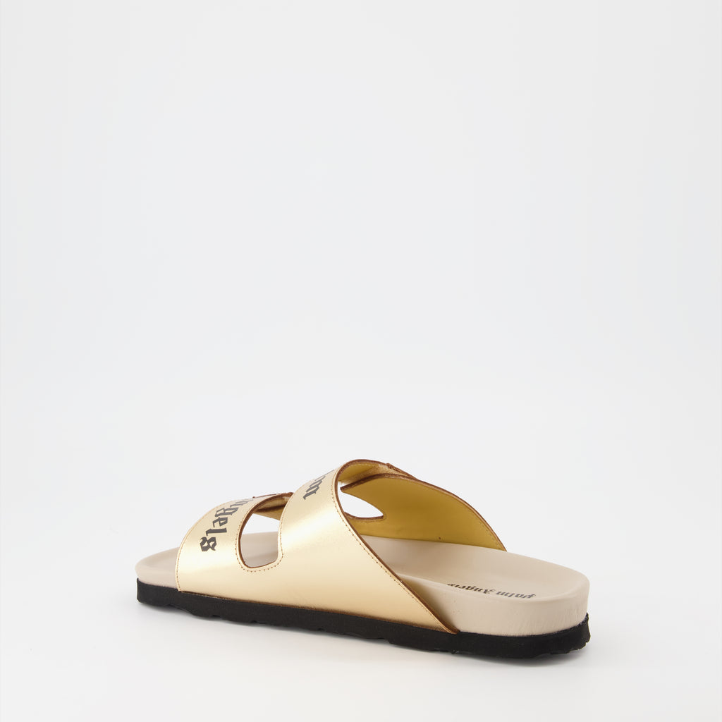 Offene schuhe Logo Sandalen Palm Angels Gold Femme