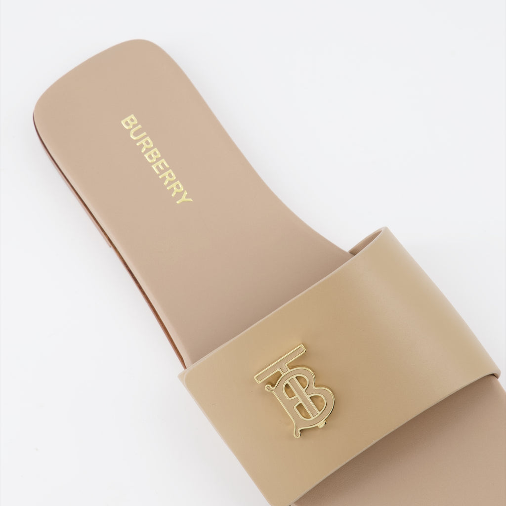 Sapatos abertos Claquettes en cuir Burberry Bege Femme