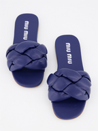 Sapatos abertos Claquettes en cuir Miu Miu Azul Femme