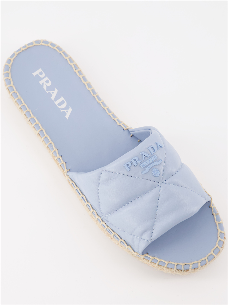 Tênis Claquettes en cuir et raphia Prada Azul Femme