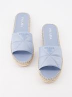 Tênis Claquettes en cuir et raphia Prada Azul Femme