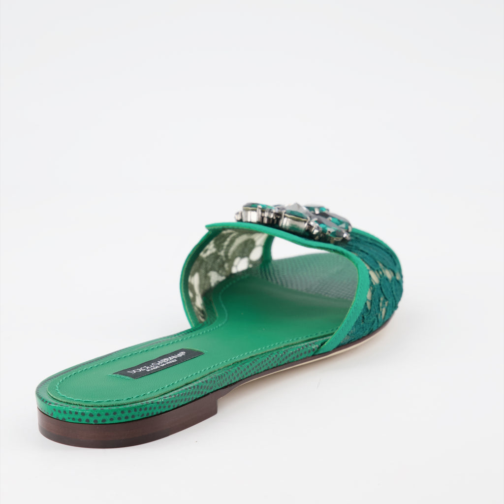 Zapatos abiertos Claquettes en dentelle Dolce & Gabbana Verde Femme