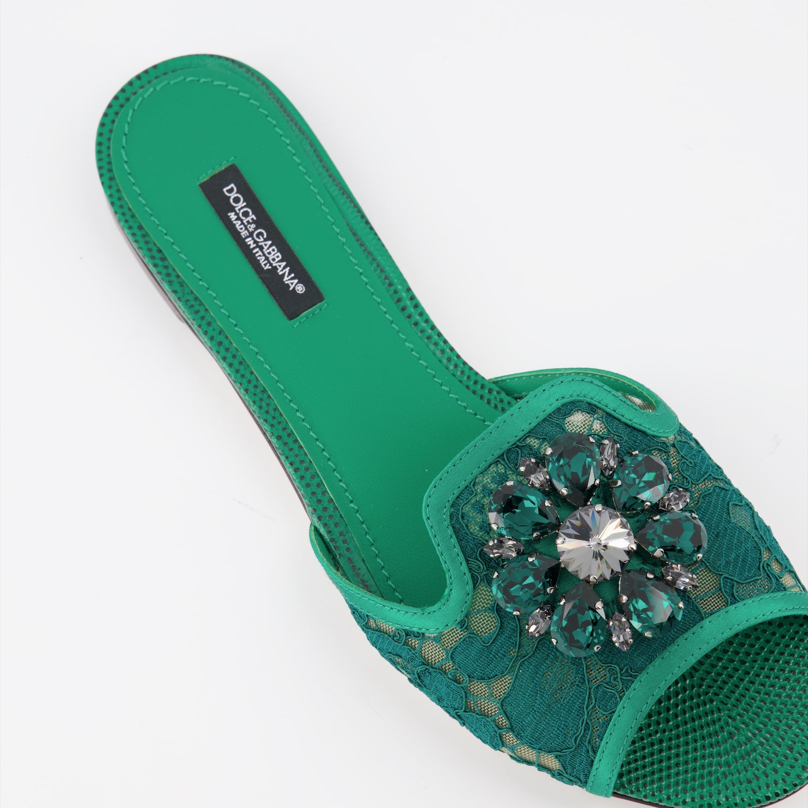 Sapatos abertos Claquettes en dentelle Dolce & Gabbana Verde Femme