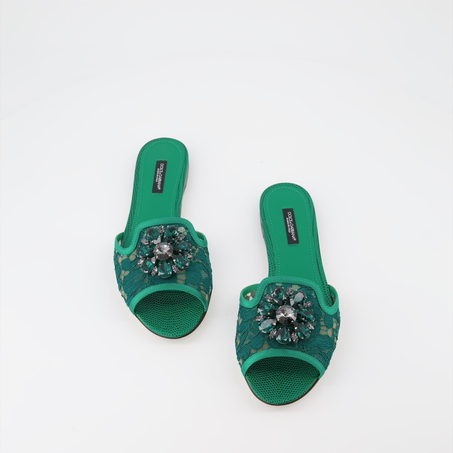 Sapatos abertos Claquettes en dentelle Dolce & Gabbana Verde Femme