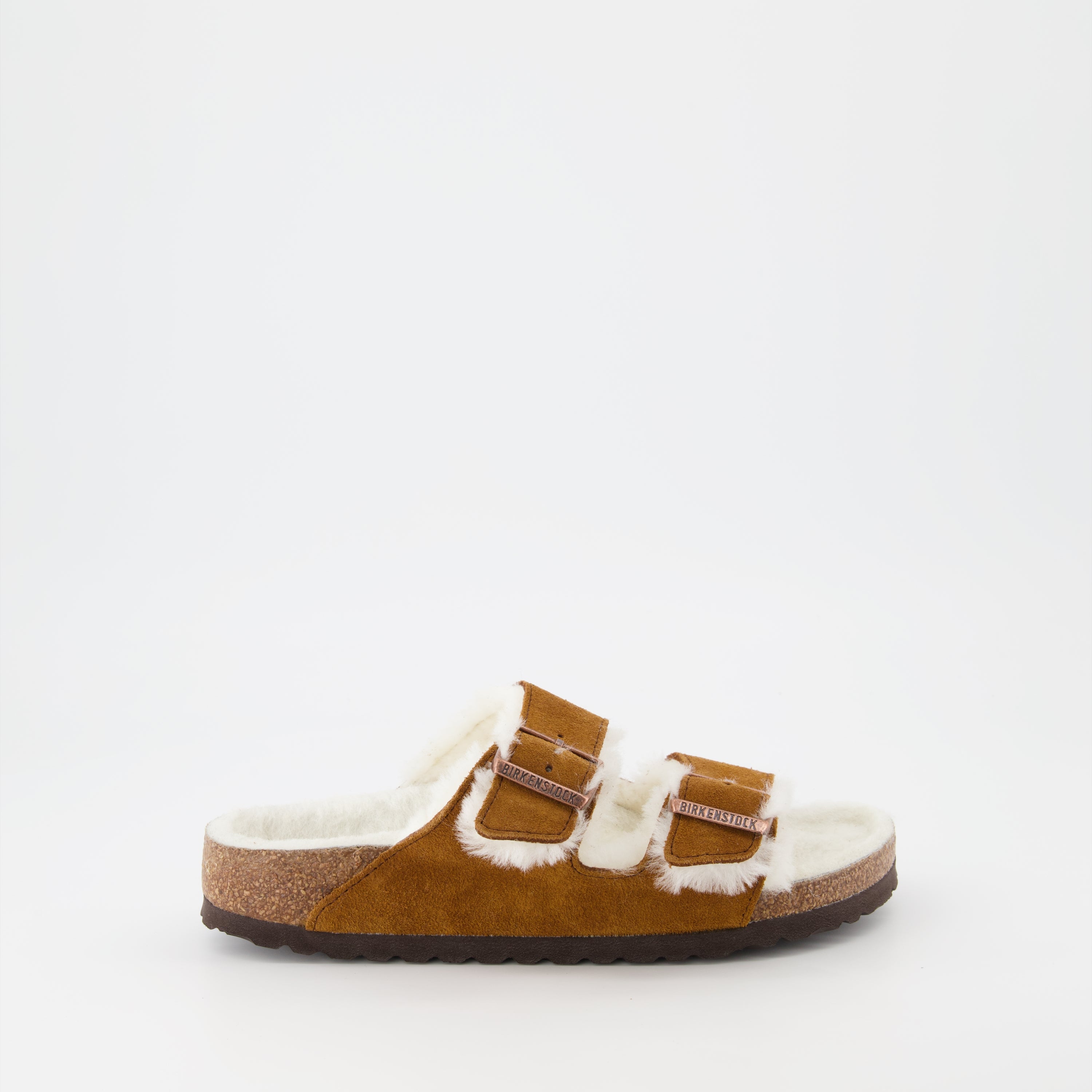 Offene schuhe Flauschige Hausschuhe Birkenstock Braun Femme