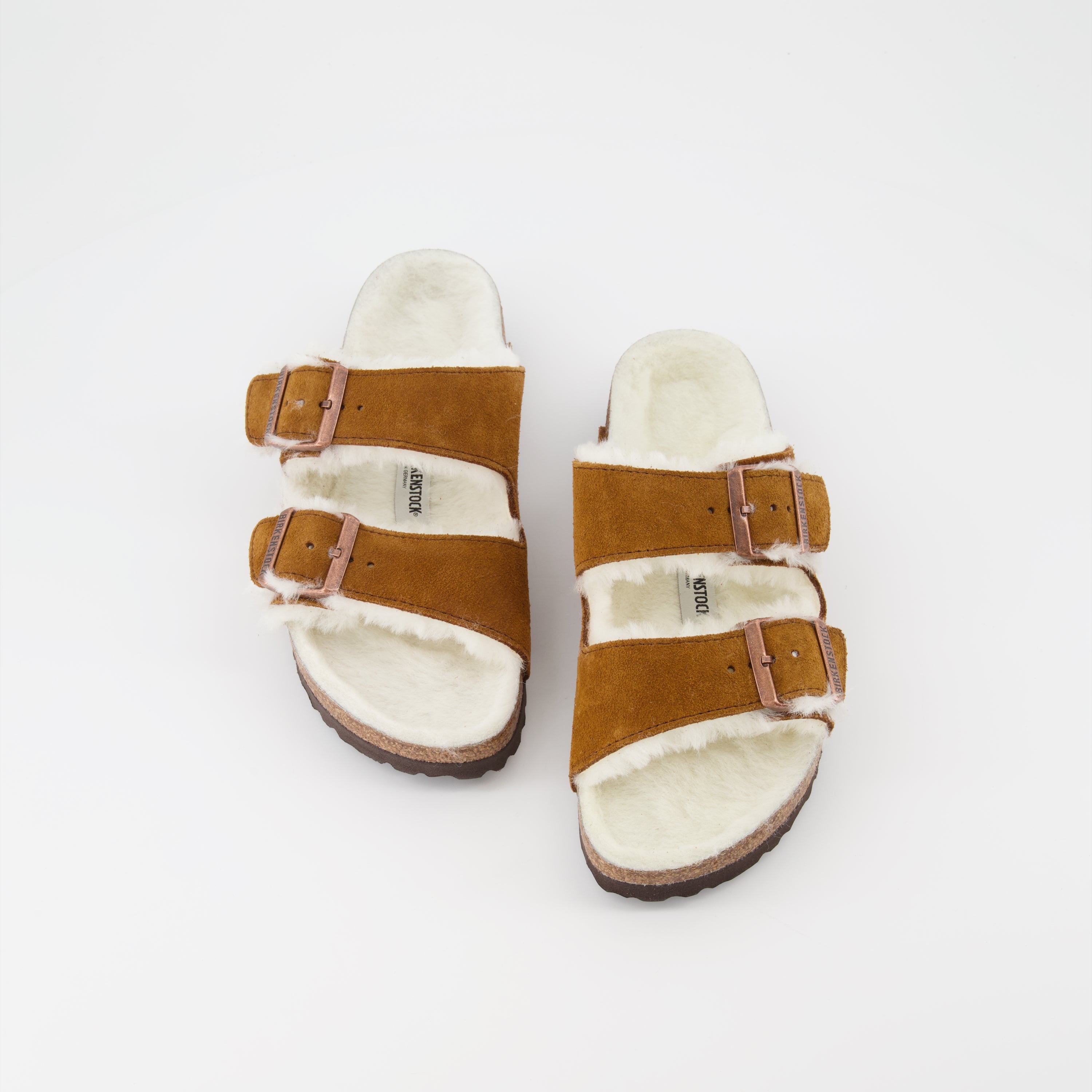 Offene schuhe Flauschige Hausschuhe Birkenstock Braun Femme