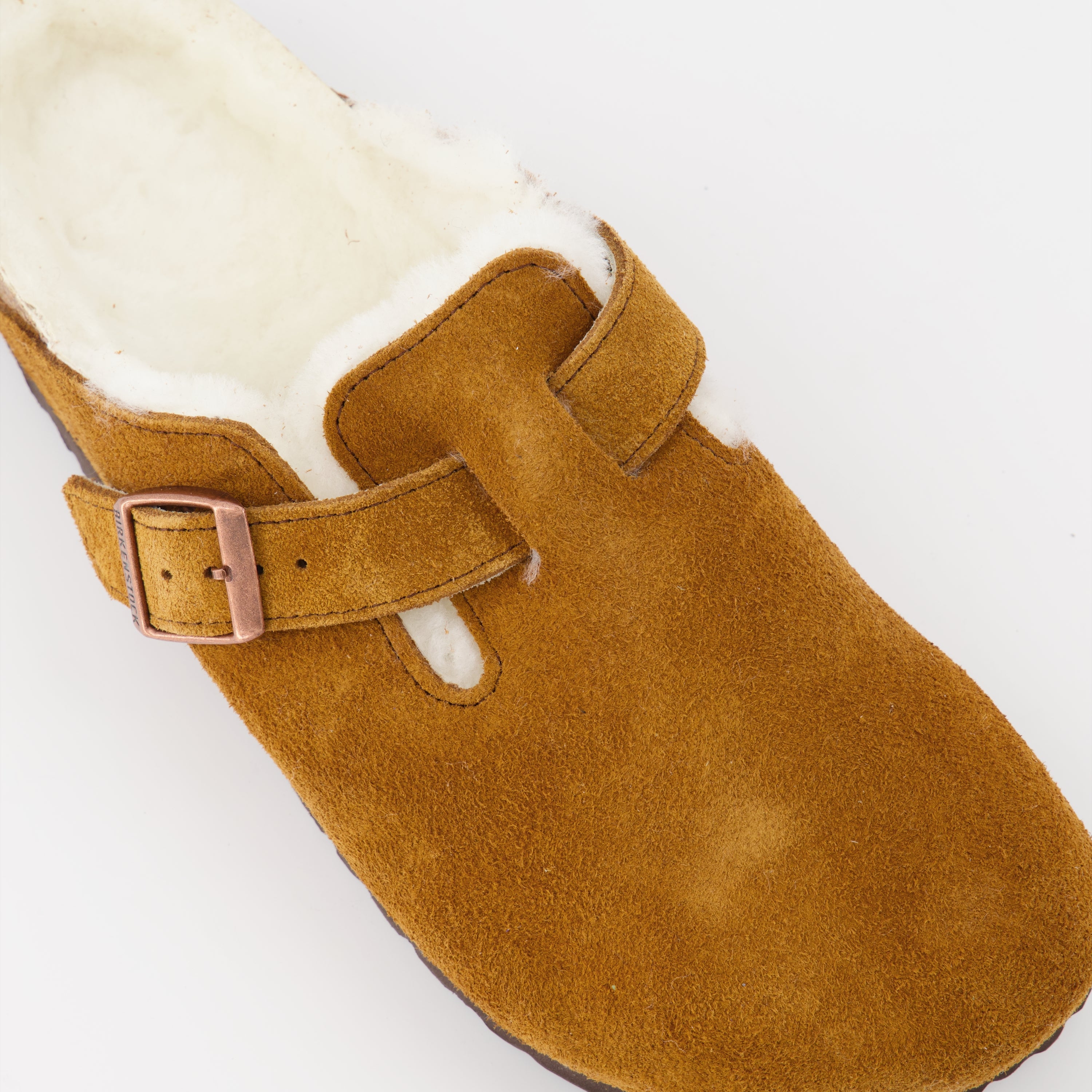 Offene schuhe Boston Fur Mules Birkenstock Braun Femme
