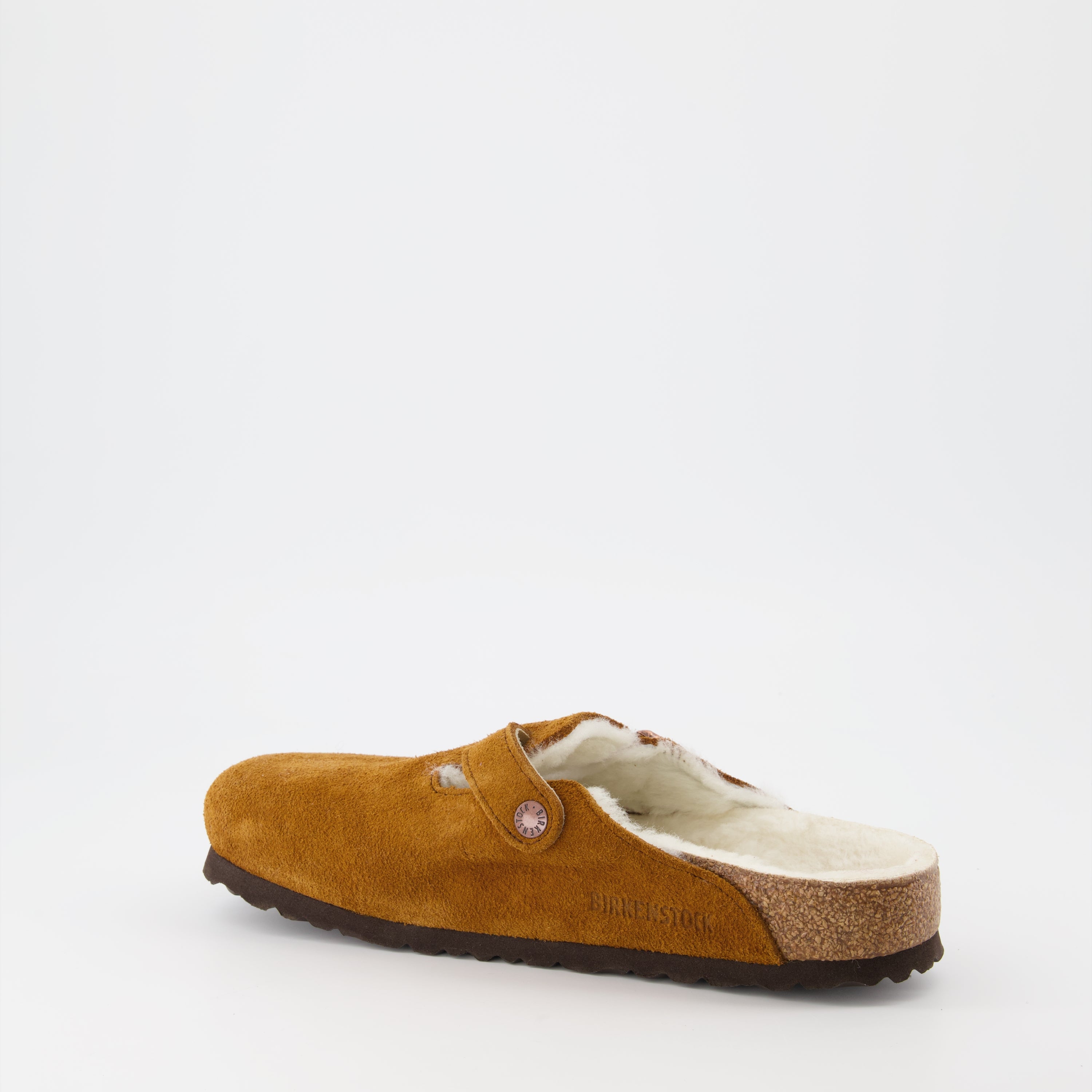 Chaussures ouvertes Mules Boston en fourrure Birkenstock Marron Homme